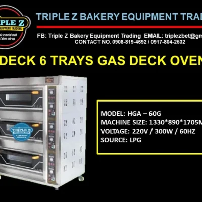 3 deck 6 trays gas deck oven