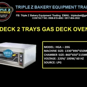 1 Deck 2 Trays Gas Deck Oven